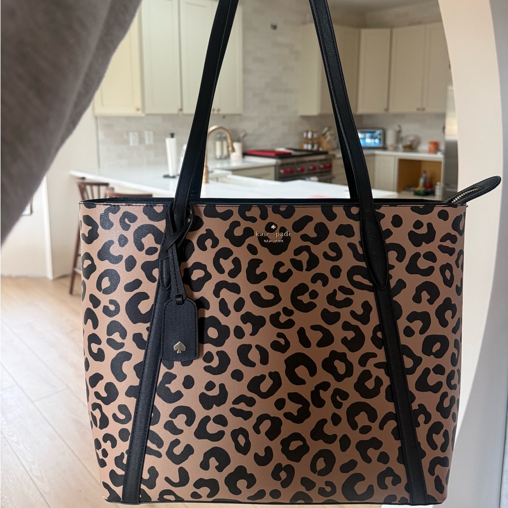 Kate Spade Black and Tan Leopard Tote